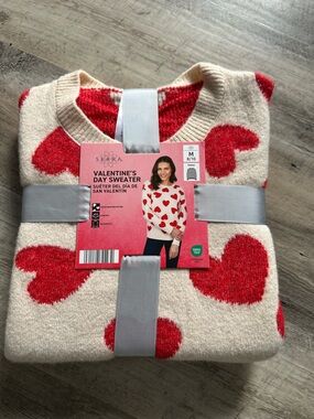 Serra Valentine’s Day Heart Sweater - Cream with Red Hearts